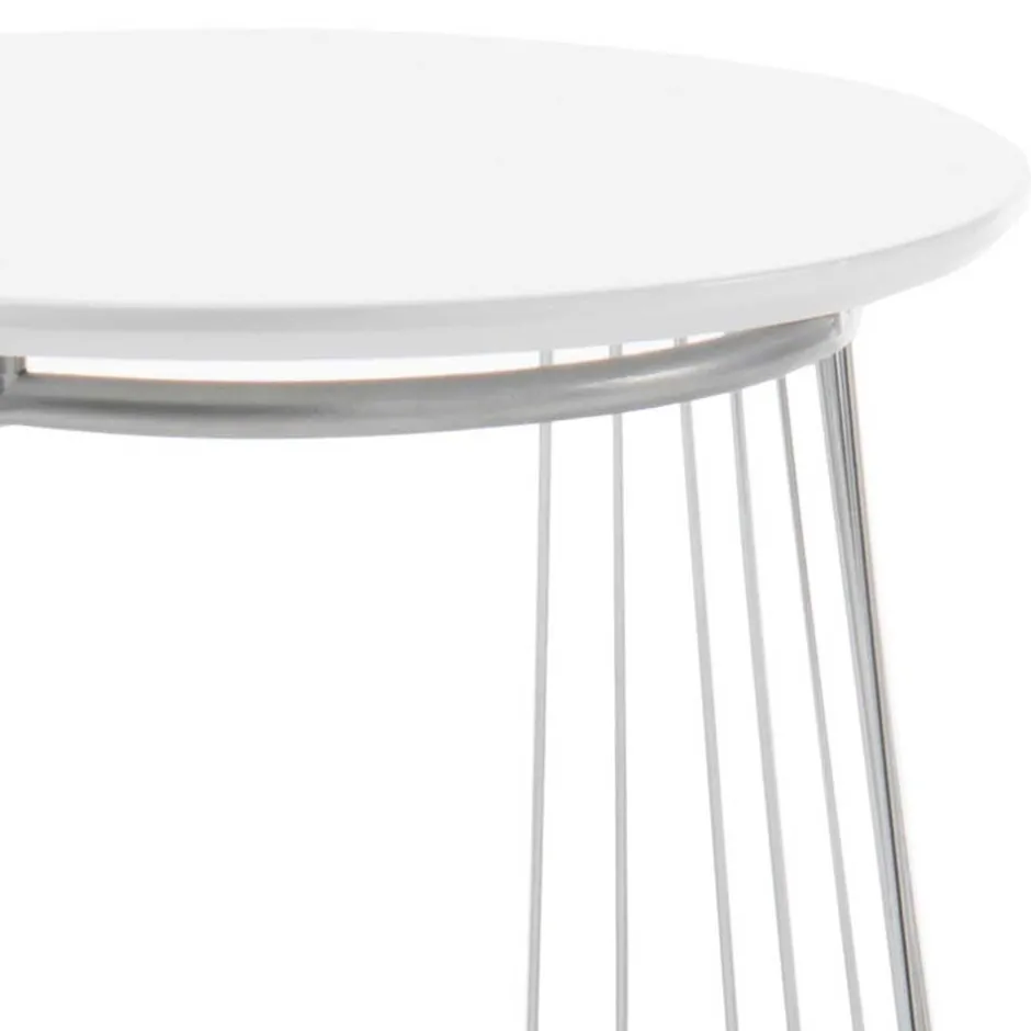 Couchtisch in Mattweiß mit Chrom - Rosibla^Wohnen Clearance