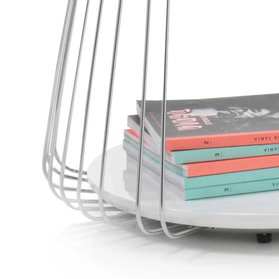 Couchtisch in Mattweiß mit Chrom - Rosibla^Wohnen Clearance