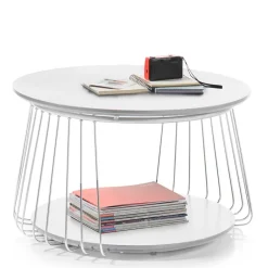 Couchtisch in Mattweiß mit Chrom - Rosibla^Wohnen Clearance