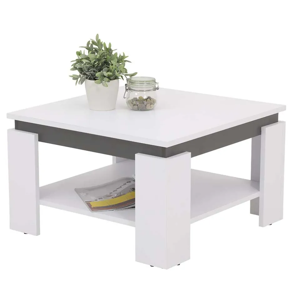 Couchtisch in Weiß mit Anthrazit - Blacky^Wohnen Discount