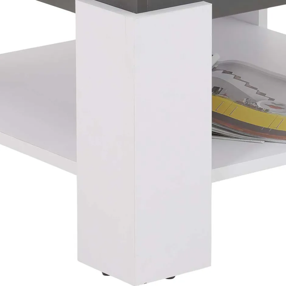 Couchtisch in Weiß mit Anthrazit - Blacky^Wohnen Discount