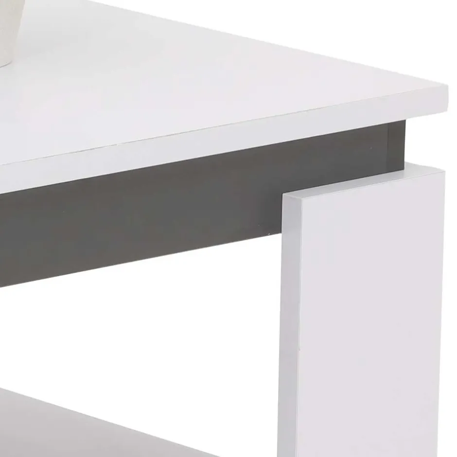 Couchtisch in Weiß mit Anthrazit - Blacky^Wohnen Discount