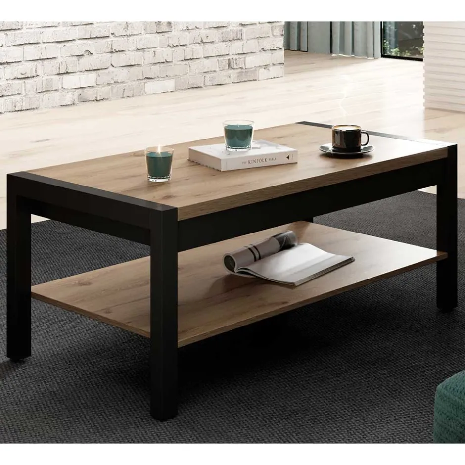 Couchtisch mit Ablage in Wildeiche Holzoptik - Zavorra^Wohnen Discount