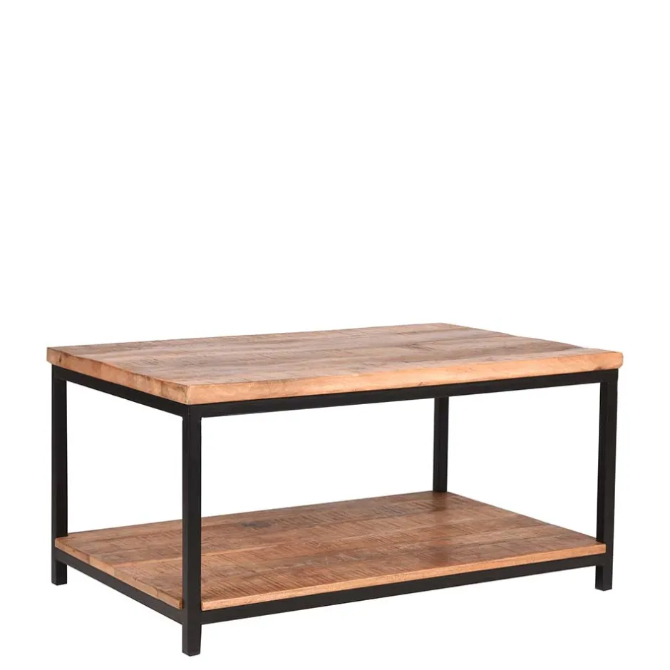 Wohnen Couchtisch mit Ablageboden aus Massivholz - Jeen