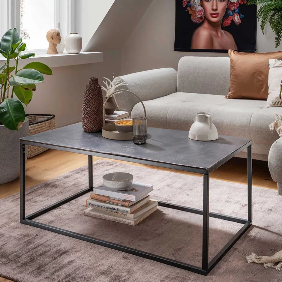 Couchtisch mit Aluminium Platte in Dunkelgrau - Limella^Wohnen Sale