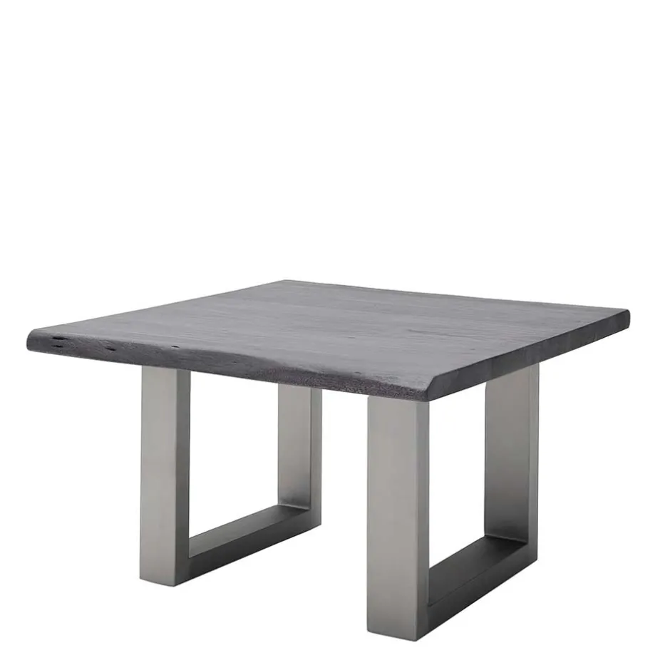 Wohnen Couchtisch mit Naturkanten Holzplatte in Grau - Kassanda