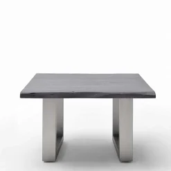 Wohnen Couchtisch mit Naturkanten Holzplatte in Grau - Kassanda