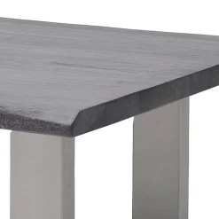 Wohnen Couchtisch mit Naturkanten Holzplatte in Grau - Kassanda