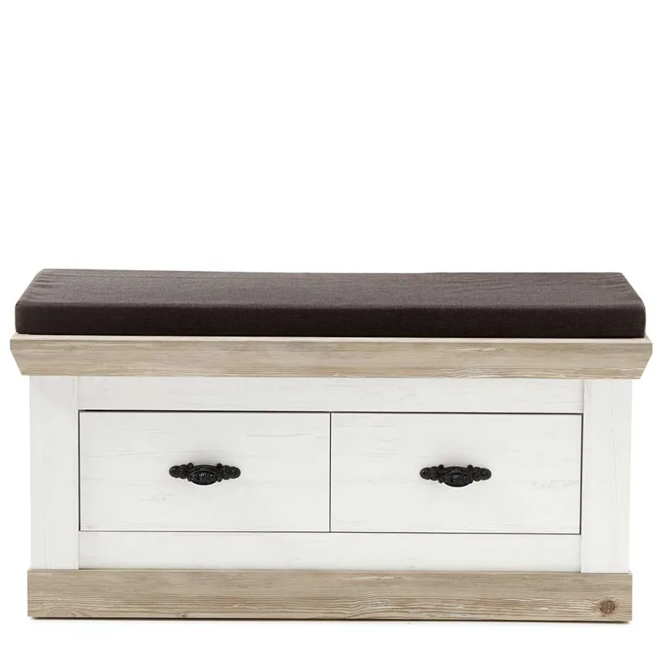 Wohnen Country Flurbank mit 2 Schubladen - Nedita