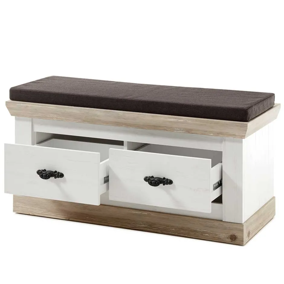 Wohnen Country Flurbank mit 2 Schubladen - Nedita