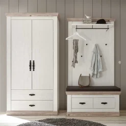 Wohnen Country Garderoben Set mit Schrank - Nedita (dreiteilig)