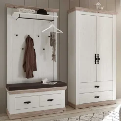 Wohnen Country Garderoben Set mit Schrank - Nedita (dreiteilig)