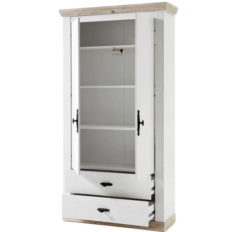 Wohnen Country Garderoben Set mit Schrank - Nedita (dreiteilig)