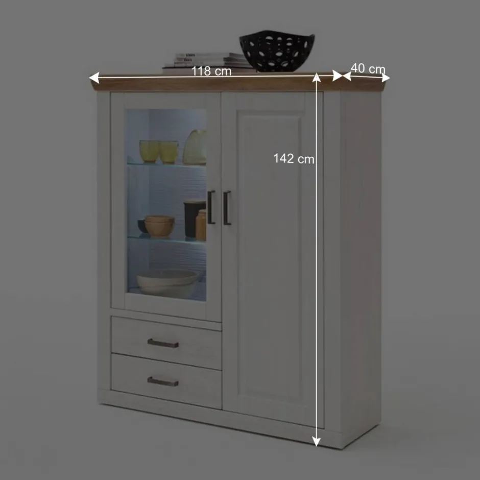Wohnen Country Highboard Vitrine mit Stauraum - Samula