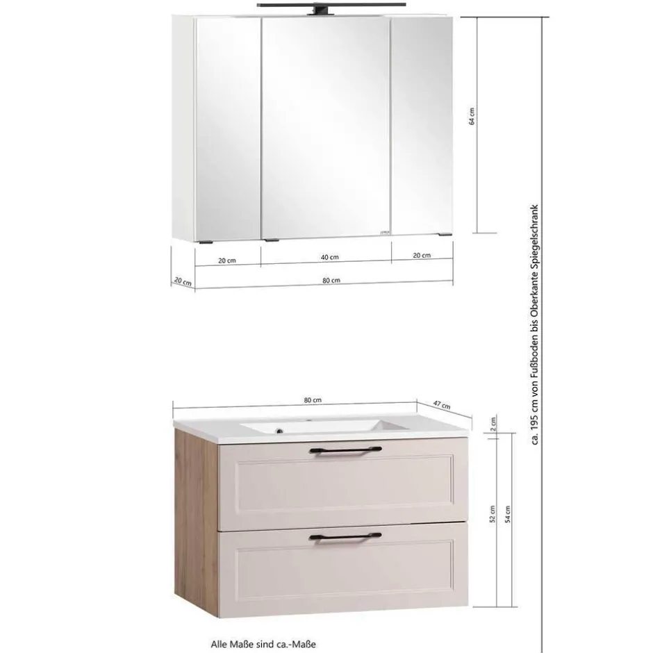 Wohnen Country Style Badezimmermöbel Set - Trioto (vierteilig)