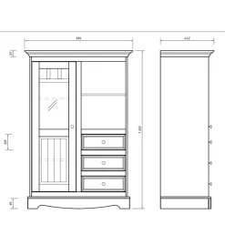 Country Style Highboard in Weiß & Kiefer Natur - Vitablo^Wohnen Outlet