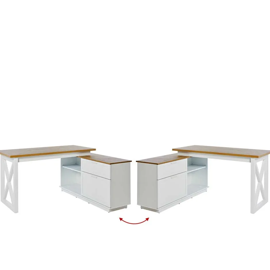 Wohnen Country Style Schreibtisch mit Seitenregal - Ristina