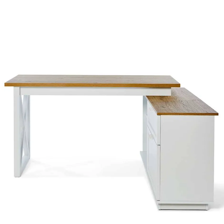 Wohnen Country Style Schreibtisch mit Seitenregal - Ristina