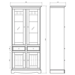 Country Style Vitrinenschrank 90x190x45 cm - Vitablo^Wohnen
