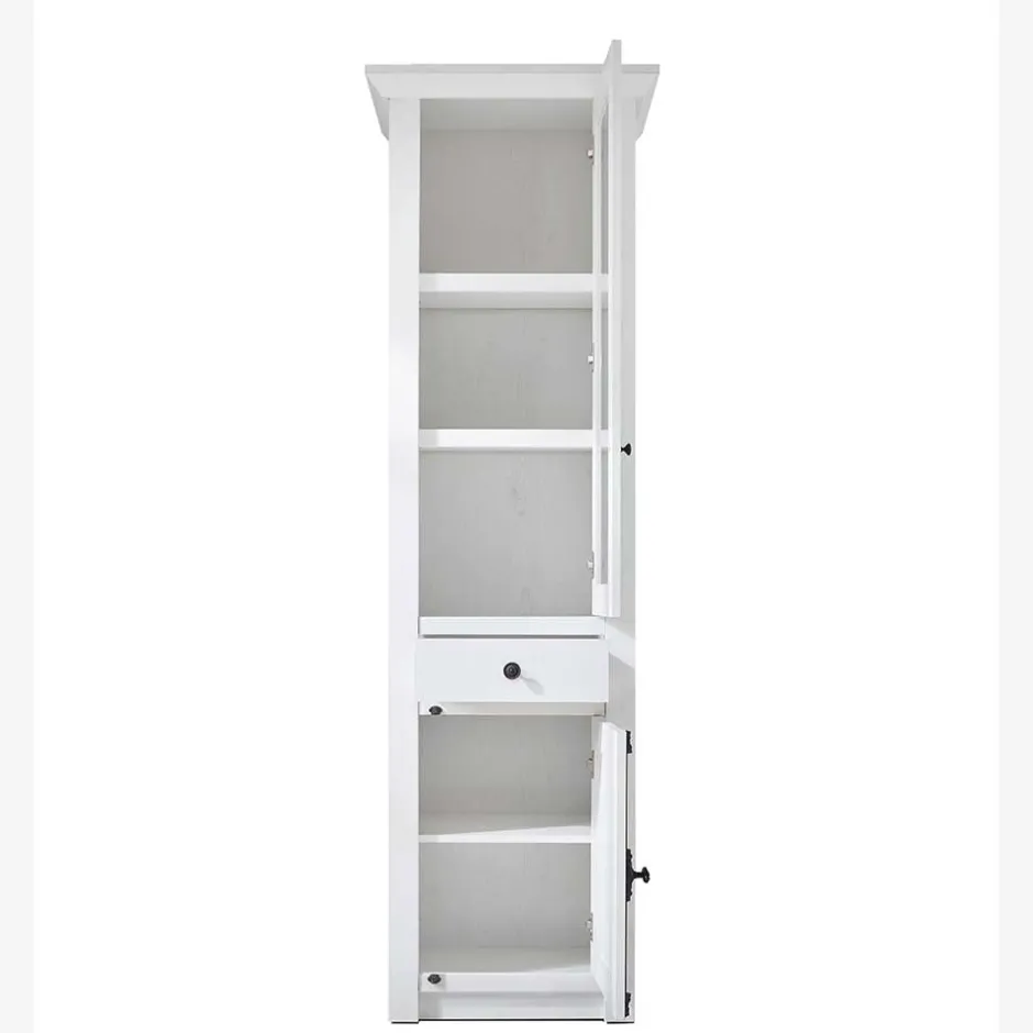 Wohnen Country Style Wohnwand Vitrine in Weiß - Chelles