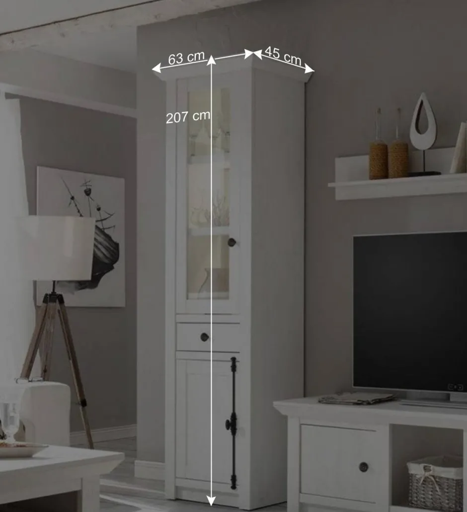 Wohnen Country Style Wohnwand Vitrine in Weiß - Chelles