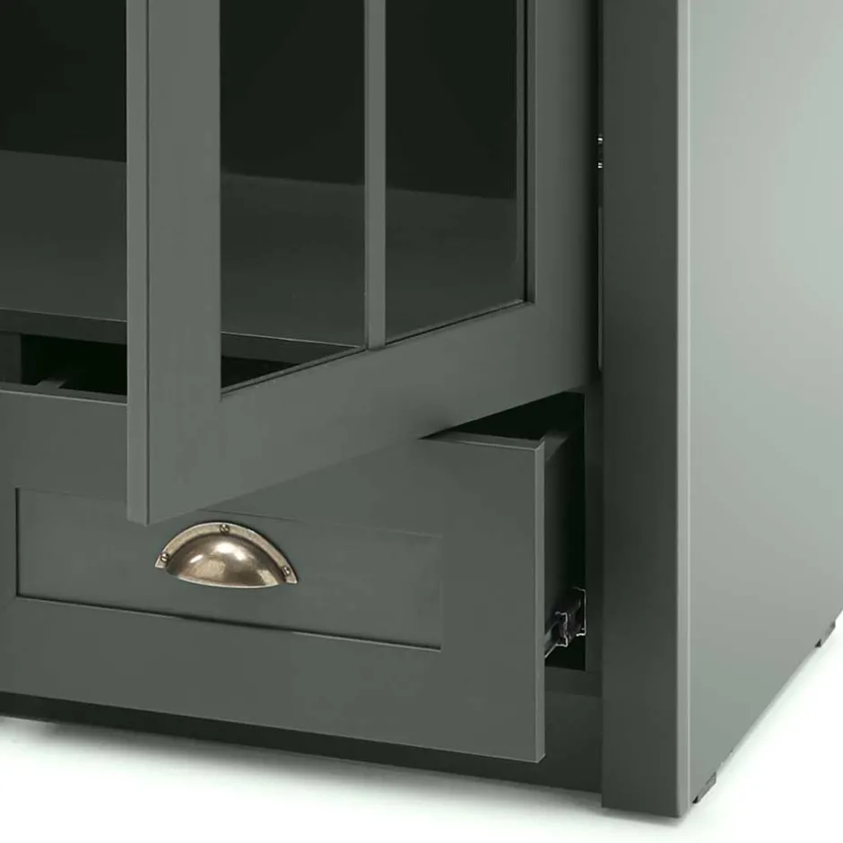 Country Vitrinenschrank in Dunkelgrün - Niestov^Wohnen Sale