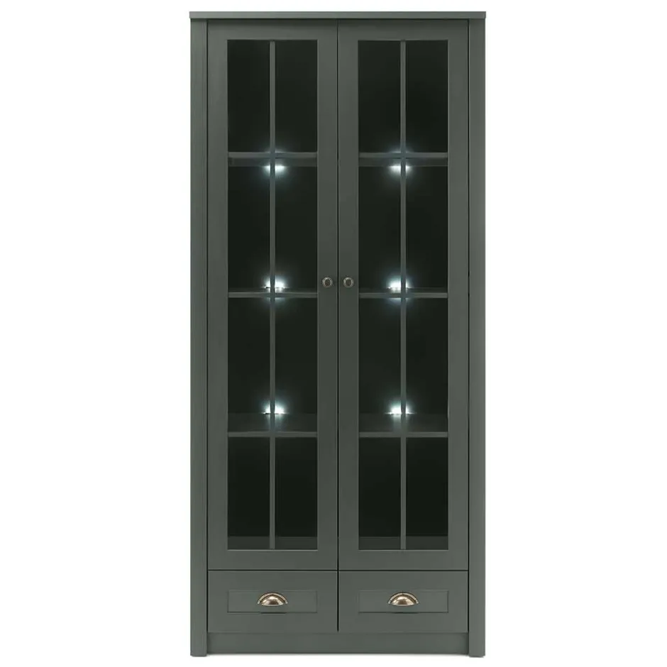 Country Vitrinenschrank in Dunkelgrün - Niestov^Wohnen Sale