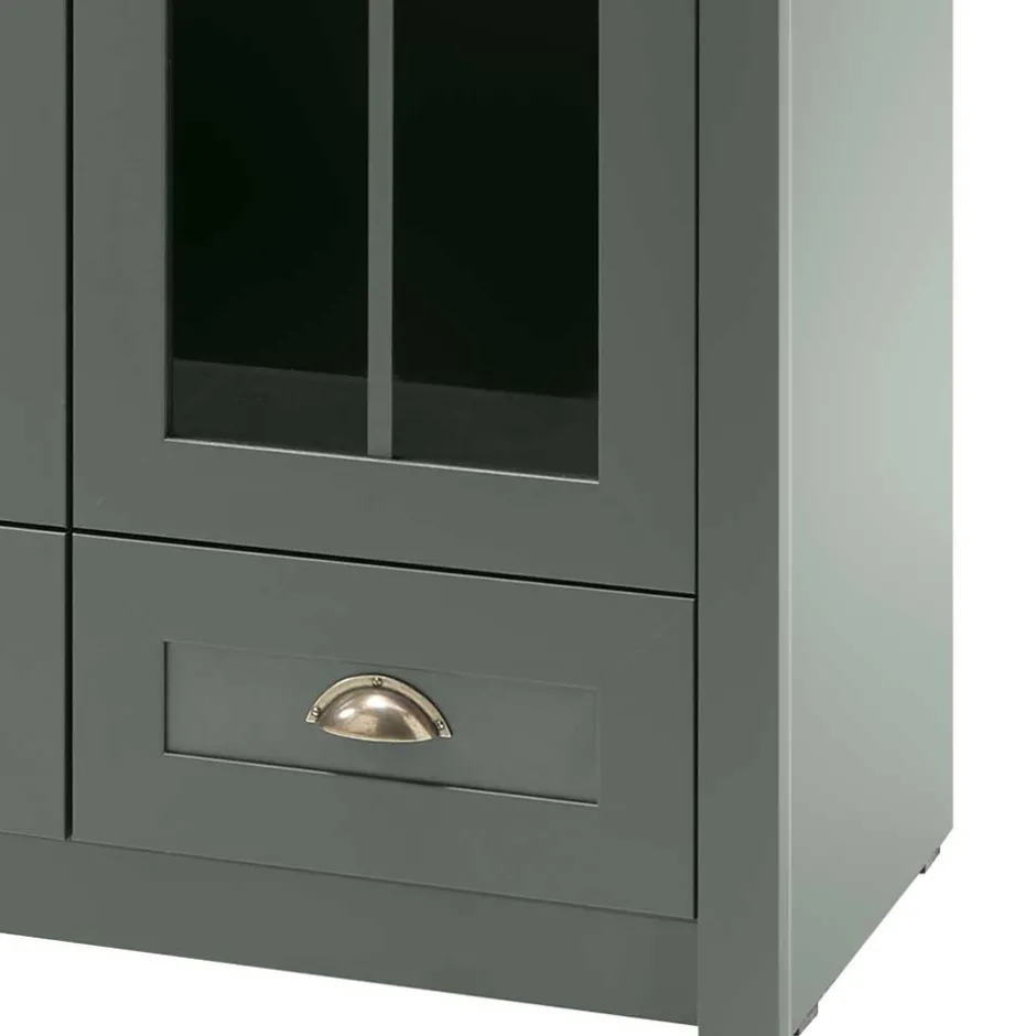 Country Vitrinenschrank in Dunkelgrün - Niestov^Wohnen Sale