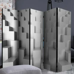 Wohnen 3D Effekt Paravent in Grau Weiß - Jule