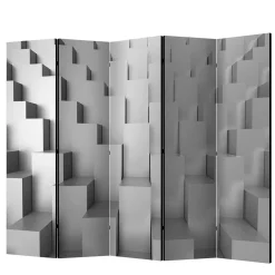 Wohnen 3D Effekt Paravent in Grau Weiß - Jule