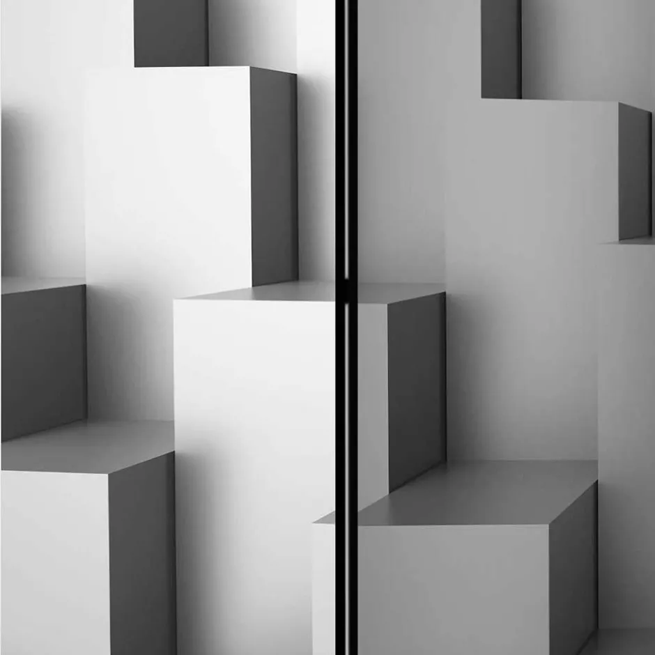 Wohnen 3D Effekt Paravent in Grau Weiß - Jule