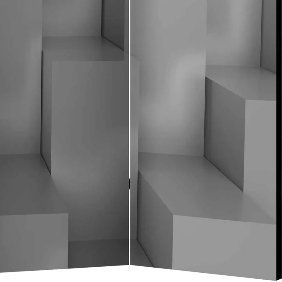 Wohnen 3D Effekt Paravent in Grau Weiß - Jule