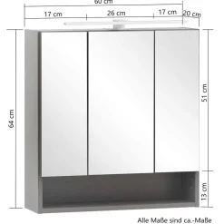 3D Spiegelschrank in Wildeiche Nachbildung - Tofias^Wohnen Outlet