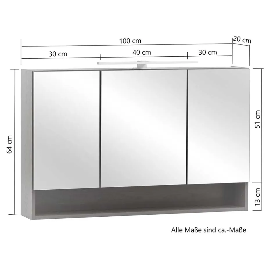 3D Spiegelschrank in Wildeiche Nachbildung - Tofias^Wohnen Outlet