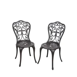 Wohnen Dekorative Metallstühle für Garten Ykan in Dunkelbraun (2er Set)