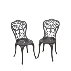 Wohnen Dekorative Metallstühle für Garten Ykan in Dunkelbraun (2er Set)