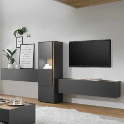 Wohnen Design Anbauwand fürs Wohnzimmer - Ahilav (dreiteilig)