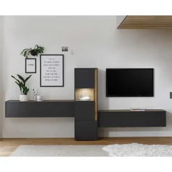 Wohnen Design Anbauwand fürs Wohnzimmer - Ahilav (dreiteilig)