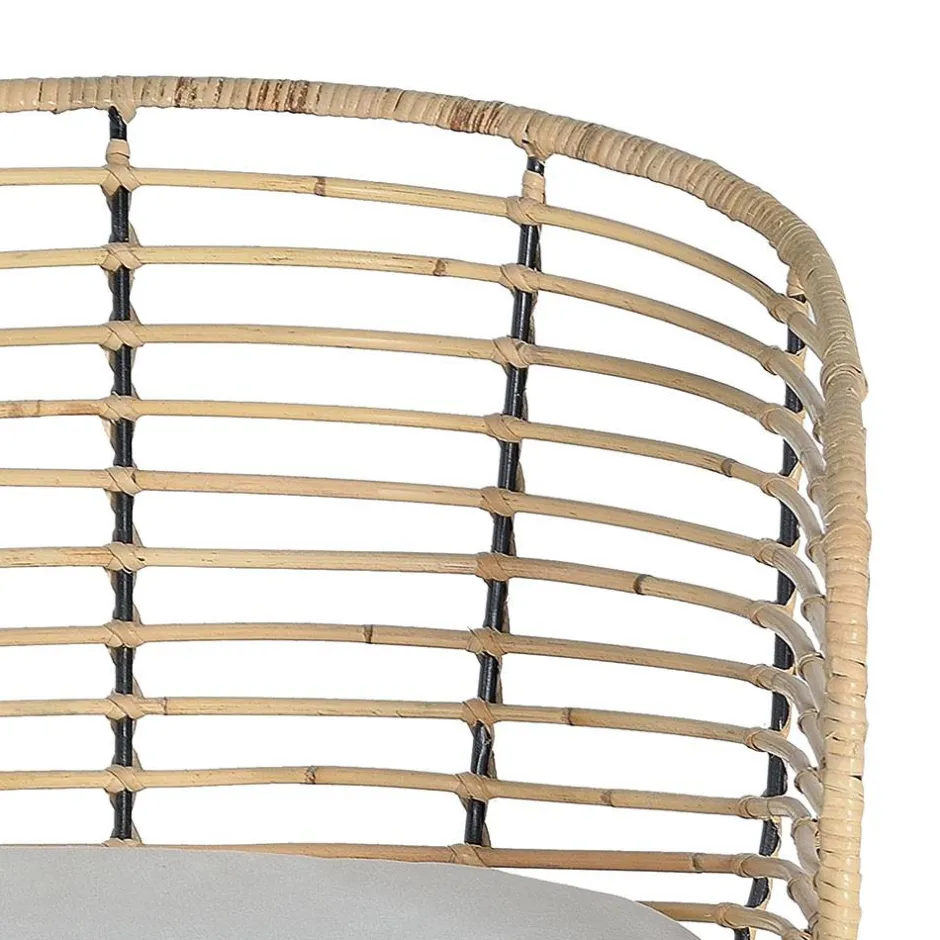 Wohnen Design Armlehnenstuhl in Rattan Natur und Schwarz - Adatto (2er Set)