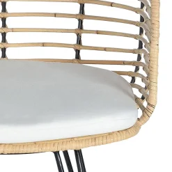 Wohnen Design Armlehnenstuhl in Rattan Natur und Schwarz - Adatto (2er Set)