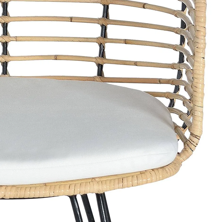 Wohnen Design Armlehnenstuhl in Rattan Natur und Schwarz - Adatto (2er Set)