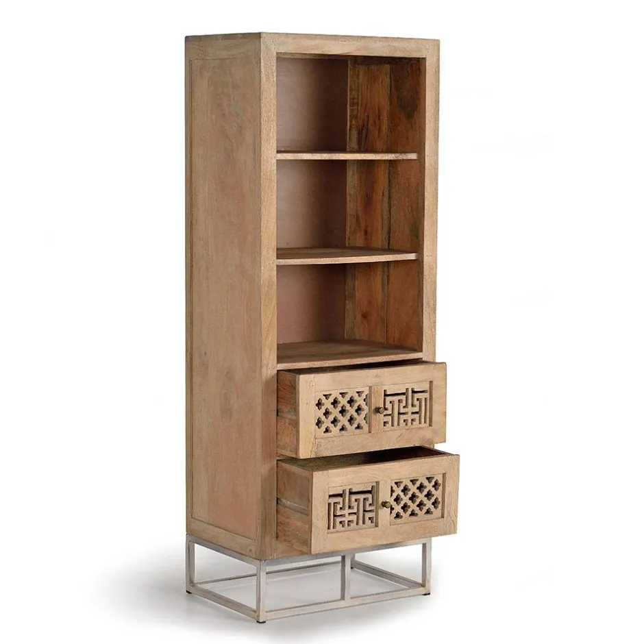 Design Bücherregal aus Mangobaum Massivholz - Valuta^Wohnen Discount