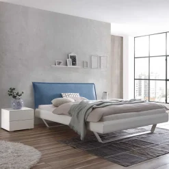 Wohnen Design Bettanlage in Weiß & Blau - Thony (dreiteilig)