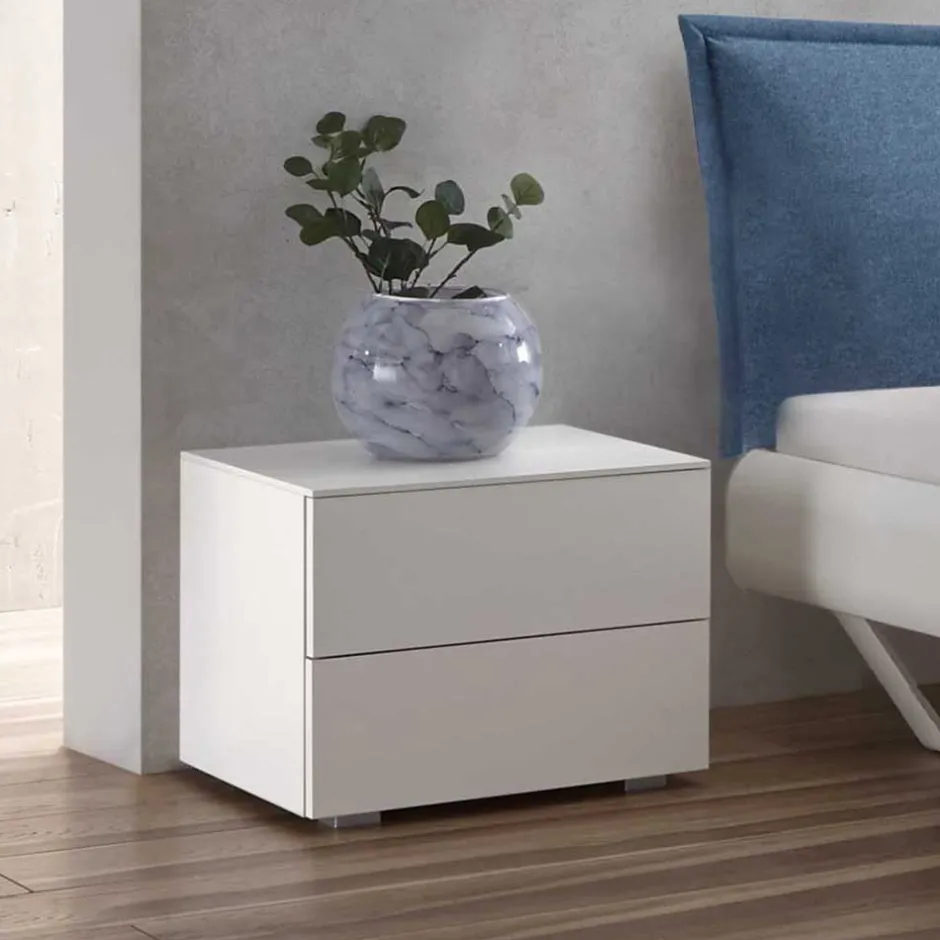 Wohnen Design Bettanlage in Weiß & Blau - Thony (dreiteilig)