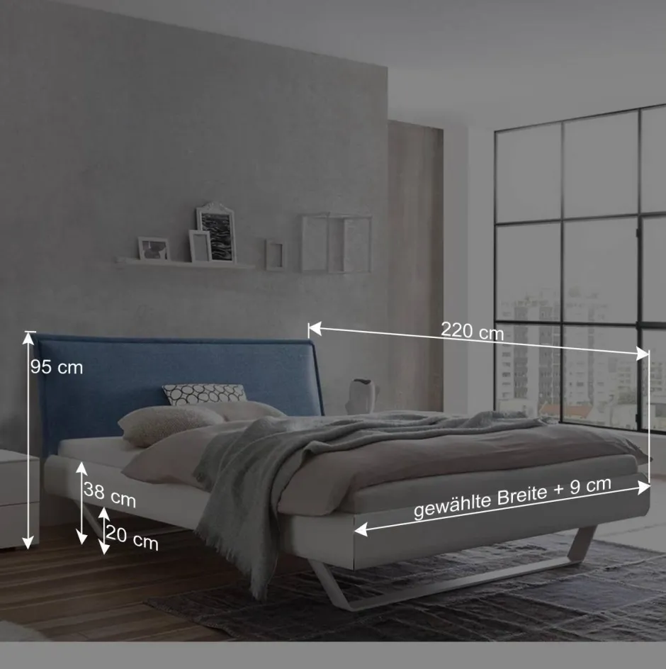 Wohnen Design Bettanlage in Weiß & Blau - Thony (dreiteilig)