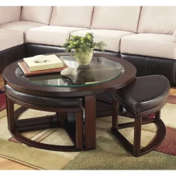 Wohnen Design Couchtisch mit vier Hockern - Fornax (fünfteilig)