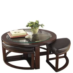 Wohnen Design Couchtisch mit vier Hockern - Fornax (fünfteilig)