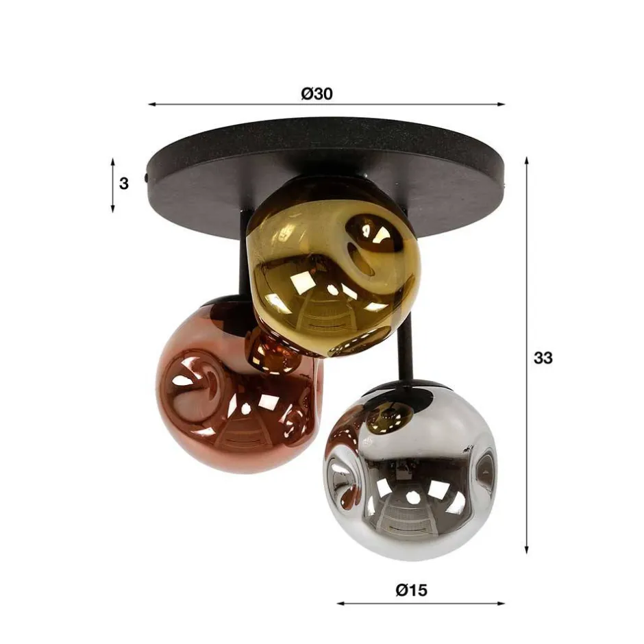 Design Deckenleuchte mit drei Glas Kugelschirmen - Bostina^Wohnen