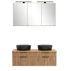 Wohnen Design Doppel-Waschtisch & Spiegelschrank - Crystoga (zweiteilig)