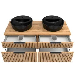 Wohnen Design Doppel-Waschtisch & Spiegelschrank - Crystoga (zweiteilig)